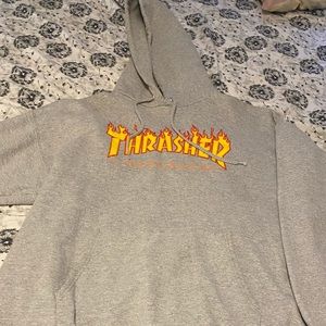 Oversized Grey Pullover Thrasher Magazine Hoodie. Sz L